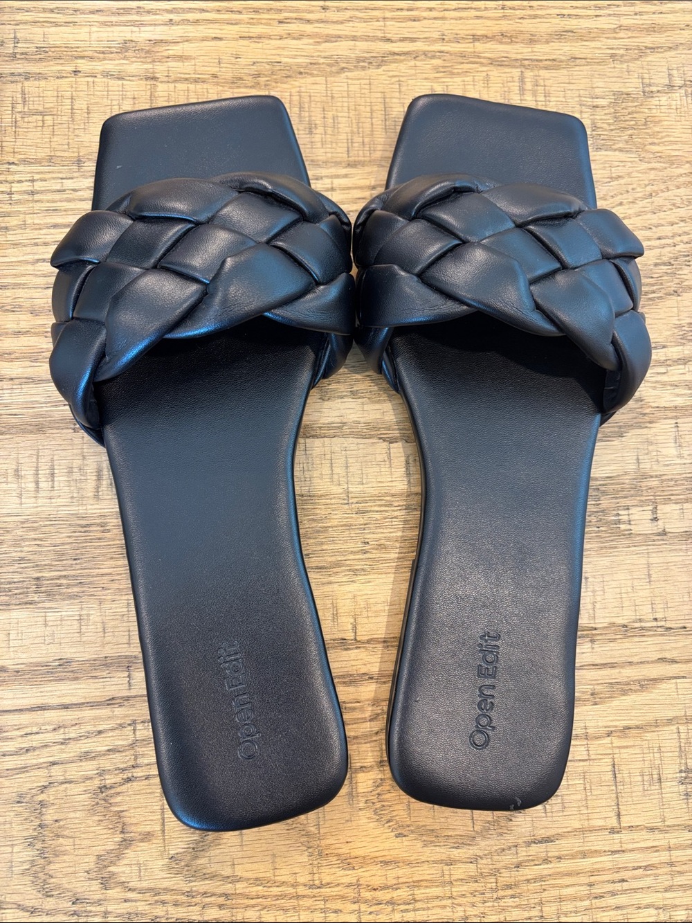 Nordstrom Open Edit Lucca Braided Black Sandals Shoes Womens 9.5